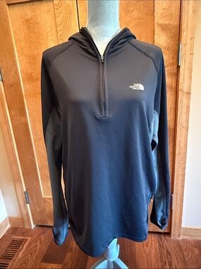 The North Face Black Half-Zip Hooded Performance Pullover men sz XL